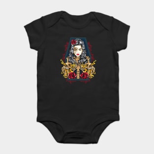 Skeleton Lady Death Halloween or Day of the Dead Gift Baby Bodysuit